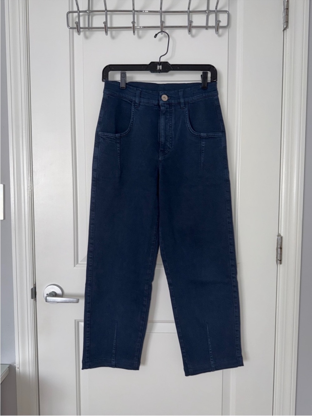 Eleventy Women's Navy Denim Trousers With Pleats